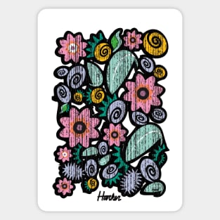 Woodblock Flowers Sticker